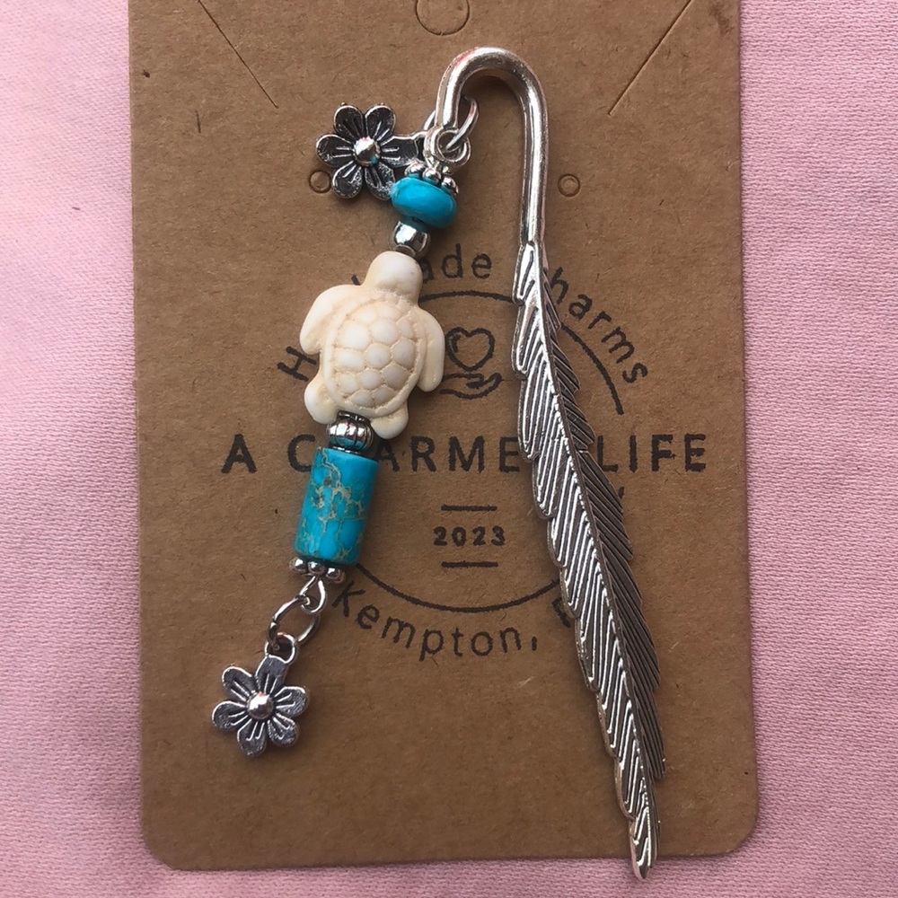 NWT, Silver Double-Sided Feather Bookmark